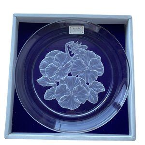 Vinardi Signed by Artist T. Yamamoto Handcrafted Lead Crystal Pansy Flower Plate